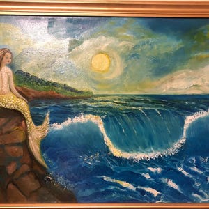 La tranquillité de la sirène - Peinture à l&#39;huile originale