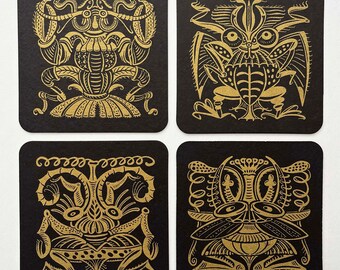 Magic Bugs - set of four coasters