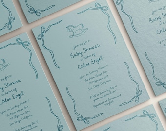 Rocking Horse Baby Shower Invitation: Americana Style (Digital Download)