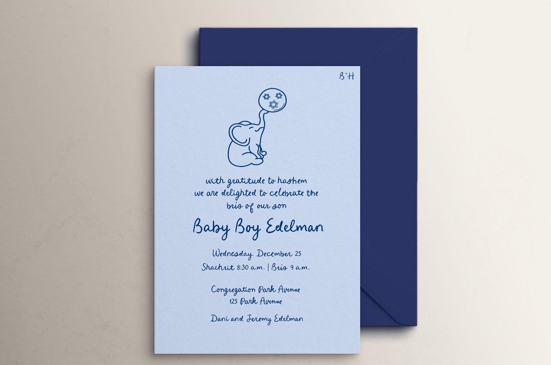 Personalized Bris Invitation Template: Jewish Baby Boy Announcement ...
