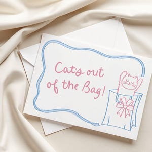 Schwangerschaftsankündigung Kartenvorlage, einzigartige Baby offenbaren, Ultraschall Bild, wunderliche Illustration, Katze Schwangerschaftskarte, digitaler Download