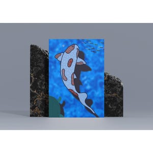 Arte de cartão postal de carpa koi