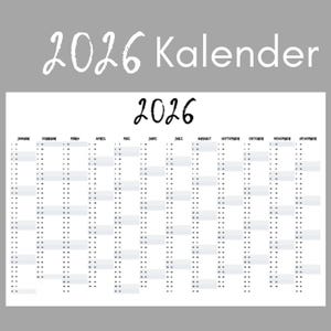 2026 Wall Calendar Annual Calendar Year Planner Calendar A3 – Yearly overview on one page, minimalist – Digital PDF Download