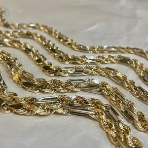 14K Gold Yellow White two tone Figarope Figaro Rope chain necklace or bracelet or anklet 7&quot; - 9&quot; or 10&quot; or 16&quot; - 30&quot;