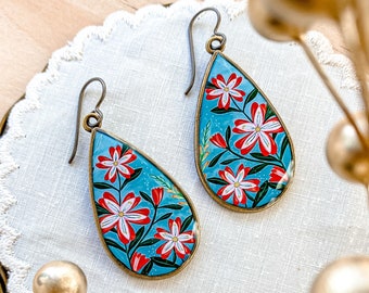 Blossoming Flowers Tear Drop Earrings