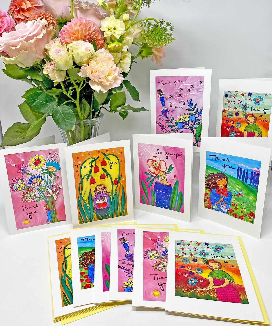 Greeting Card Set : Thank You Cards (set of 12) - Etsy