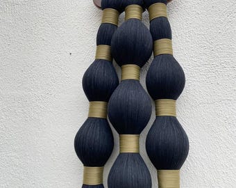 Macrame Wall Hanging Black Tassel Decor Modern Wall Decor Minimal Boho Wall Art Handmade Fiber Art Textile Sculpture