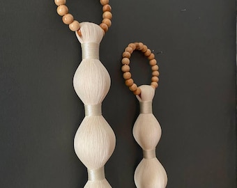 Macrame Wall Hanging with Wooden Beads | Boho Tassel Wall Decor | Scandinavian Fiber Art | Handmade Modern Tapestry | Minimal Home Decor
