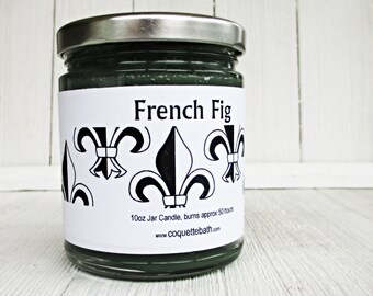 French Fig Candle, 6oz tin or 9oz jar, strongly scented traditional wax candle, fruit jar candle, housewarming, aromatherapy relax gift
