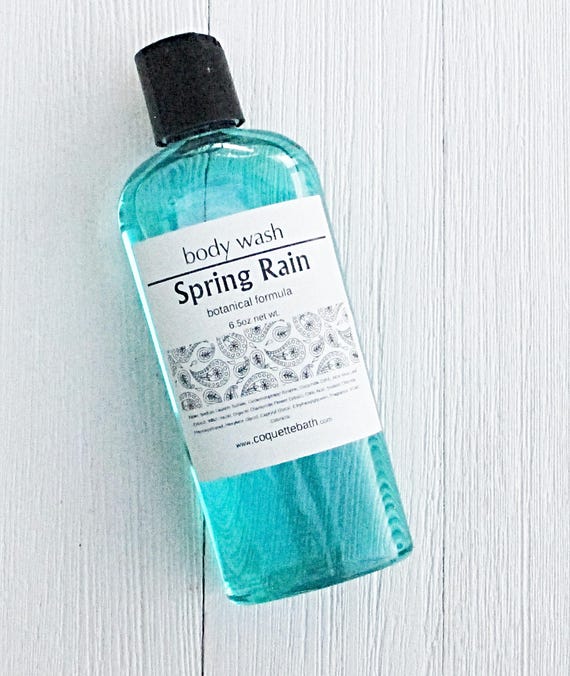 Spring Rain (Raindrops) Body Wash, 6.5oz bottle or Combo set, Gentle Body Wash, fresh clean water scent, cleansing bath gel, bath bubbles