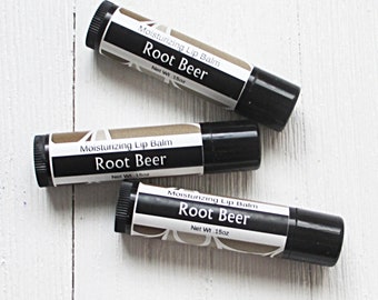 Root Beer flavor lip balm, classic soda flavor, ultra moisturizing recipe, .15oz twist up tube, banish dry lips, lip butter, pick 1, 2 or 3