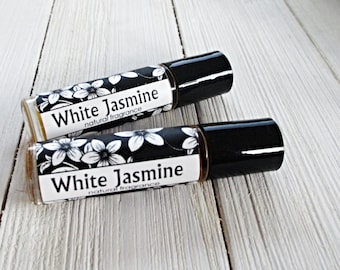 White Jasmine Perfume, 1/3oz roll on, true to life sweet floral fragrance, beautiful natural scented concentrated body scent, great gift