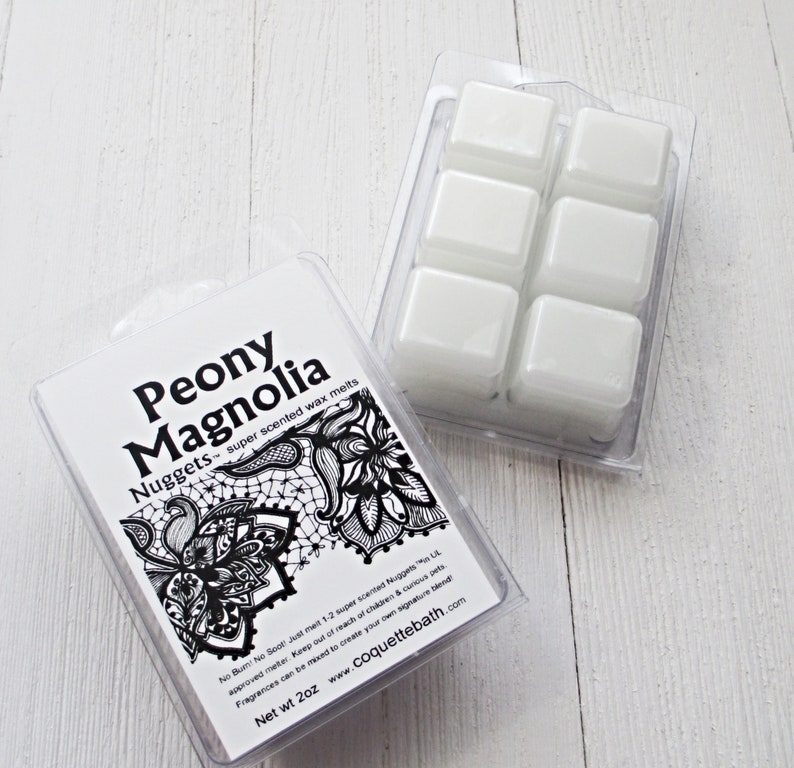 Peony Magnolia Wax Melts, Nuggets, Pick size, strongly scented wax, NEW, fun floral medley scent image 1