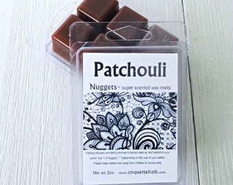 Patchouli Wax Melts, Nuggets, Choice of size, strongly scented wax, classic incense fragrance, hippie scented wax, no burn home scent