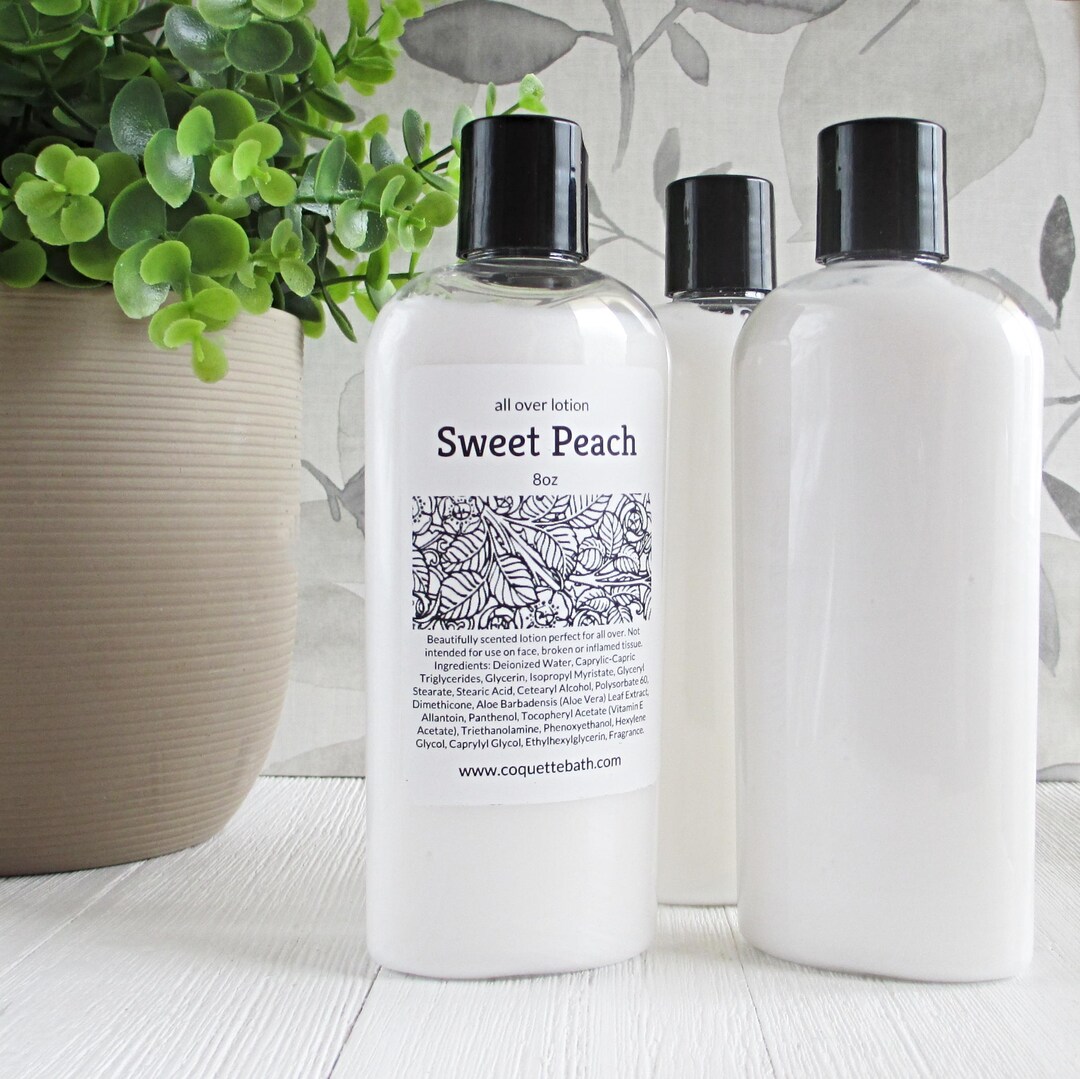 Sweet Peach All Over Lotion, 8oz Bottle With Black Disc Lid ...
