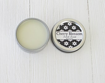 Cherry Blossom Solid Scent, Closeout pricing, 1/2oz twist lid tin, natural body perfume, beeswax solid fragrance, soft floral perfume