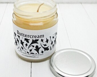 Buttercream Candle, 6oz tin or 9oz jar, strongly scented traditional wax candle, housewarming, aromatherapy relax, sweet vanilla fragrance