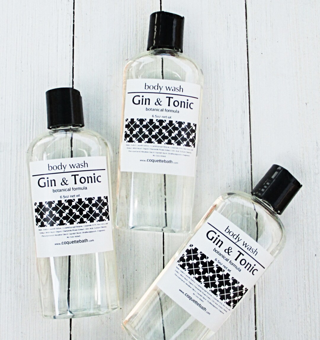Gin & Tonic Body Wash, 6.5oz Bottle or Combo Set, Gentle Body Wash, Crisp Unisex Fragrance