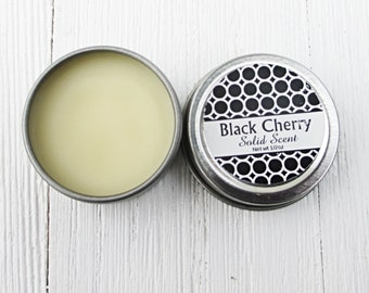Clearance Black Cherry Solid Scent, concentrated 1/2oz twist lid tin, natural body perfume, beeswax solid fragrance, fresh fruit scent
