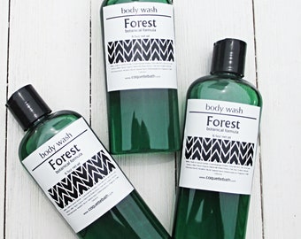 Forest Body Wash, 6.5oz bottle or Combo set, Gentle Body Wash, Spruce & Pine woodsy aroma, herbal fragrance bath body gel, bath bubbles