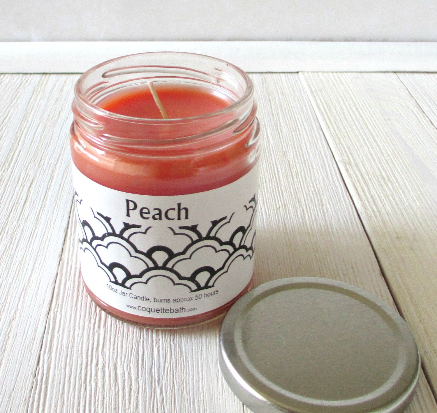 Peach Jar Candle 9oz size 40 hour strongly scented Etsy