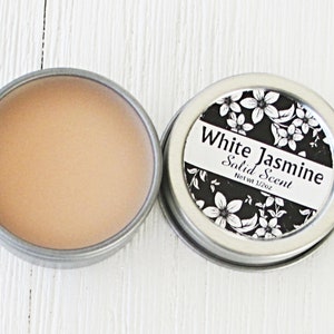 White Jasmine Solid Scent, concentrated fragrance, 1/2oz twist lid tin, natural body perfume, beeswax solid fragrance, sweet floral perfume