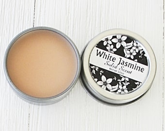 White Jasmine Solid Scent, concentrated fragrance, 1/2oz twist lid tin, natural body perfume, beeswax solid fragrance, sweet floral perfume