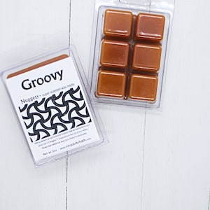 Groovy wax melts, Choose size, strong no burn scenting, nag champa and patchouli blend, hippie scented wax melts, no burn scenting