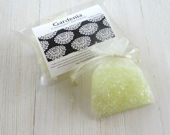 Gardenia Sachets, Aroma beads, set of 2 highly fragranced organza bag sachets