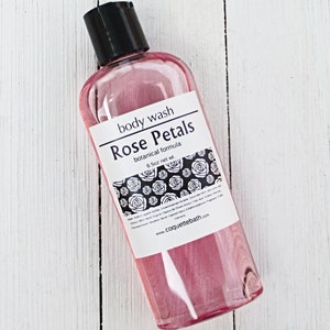 Rose Petals Body Wash, 6.5oz size or Combo Set, Gentle Body Wash, tea rose fragrance, Use as shower gel, liquid hand soap, bath bubbles