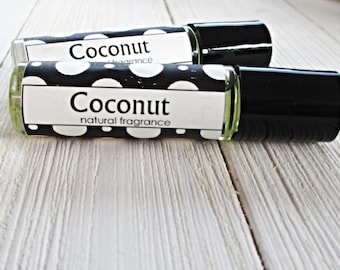 Coconut Perfume, 1/3oz roll on, sweet fruity fragrance, concentrated body oil, classic summertime fruit scent