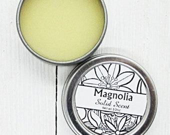 Magnolia Solid Scent, concentrated body fragrance, 1/2oz twist lid tin, natural body perfume, beeswax solid fragrance, southern floral scent