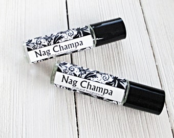 Nag Champa Perfume, Choice of 1/3oz roll on or 4oz body spray, concentrated blend of plumeria, musk and woodsy notes