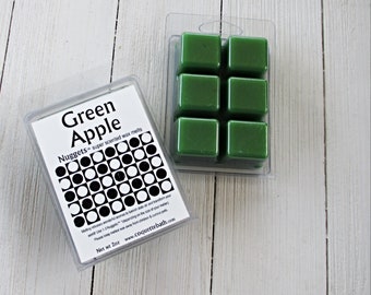 Green Apple melts, Choice of size, Super scented 'Nuggets' wax tarts, banish stale aromas with no soot home fragrance