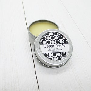 Green Apple Solid Scent, concentrated body fragrance, 1/2oz twist lid tin, natural body perfume, beeswax solid fragrance, fresh fruit scent