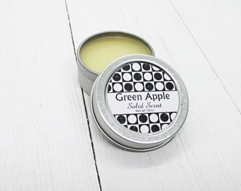 Green Apple Solid Scent, concentrated body fragrance, 1/2oz twist lid tin, natural body perfume, beeswax solid fragrance, fresh fruit scent