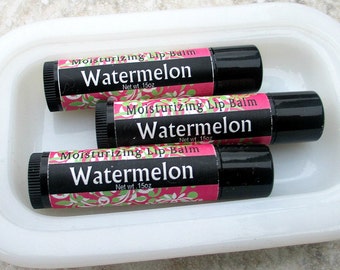 SALE Watermelon flavored Lip Balm, creamy handmade moisturizing lip balm, dry lip care, shea butter and beewax formula, classic fruit flavor