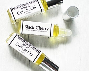 Natural Cuticle Oil, Black Cherry flavor, Emollient rich formula for cuticles and nails, Vitamin E & Shea enriched, lip safe, too