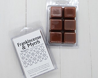 Frankincense N Myrrh wax melts, choose size, Classic 2oz or MEGA 5oz, paraffin wax tarts, classic incense fragrance