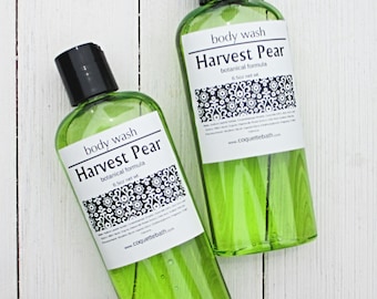 Harvest Pear Body Wash, 6.5oz bottle or Combo set, Gentle Body Wash, classic fruity fragrance, cleansing bath body gel, fruity bath bubbles