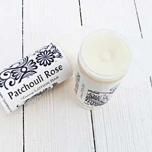 Patchouli Rose Lotion Bar, Shea N cocoa butter Solid lotion, intense moisturizing formula, travel friendly, convenient concentrated skincare