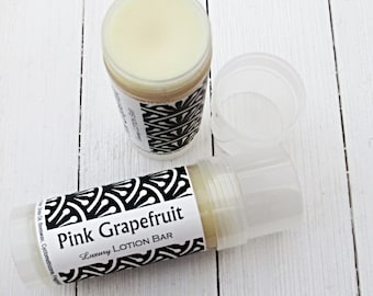 Pink Grapefruit Lotion Bar, 2oz twist up tube, Fragrant citrus solid lotion, shea and cocoa butter formula, perfect travel skin moisturizer