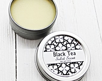 Black Tea Solid Scent, concentrated body fragrance, 1/2oz twist lid tin, natural body perfume, beeswax solid fragrance, warm tea fragrance