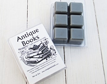 Antique Books Wax Melts, Choice of size, Strongly fragranced wax tarts, classic library fragrance