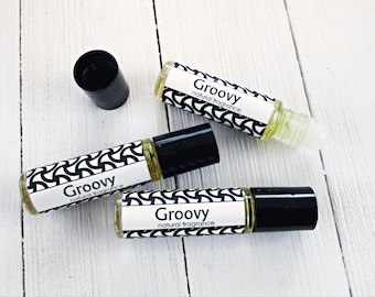 Groovy perfume, choice of 1/3oz Roll on or 4oz body mist, Patchouli and Nag Champa, hippie fragrance, retro scent