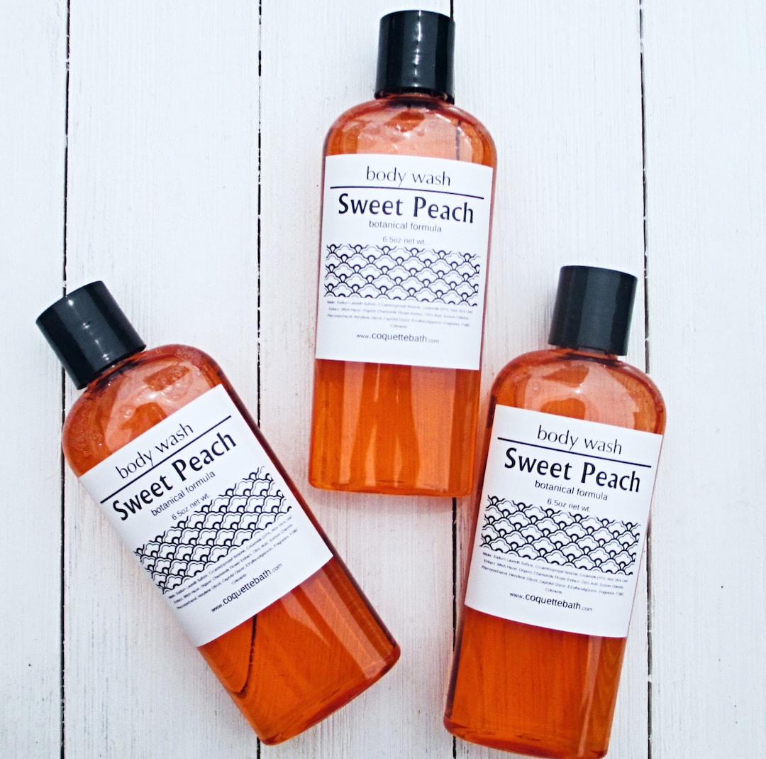 Sweet Peach Body Wash, 6.5oz Bottle or Combo Set, Gentle Body Wash