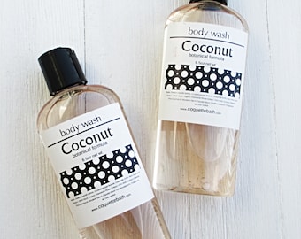 Coconut Body Wash, 6.5oz bottle or Combo set, Gentle Body Wash, Realistic fragrance, no color added, shower gel, liquid hand soap