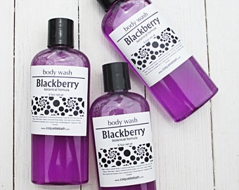 Blackberry Body Wash, 6.5oz bottle or Combo set, Gentle Body Wash, realistic berry fragrance, summertime scent bath body gel, bath bubbles