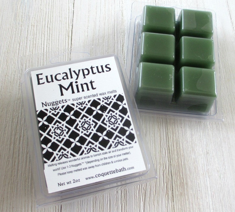 Eucalyptus Mint wax melts, strong wax tarts, herbal scented wax, Eucalyptus spearmint, green wax tart, spa fragrance, great gift image 3