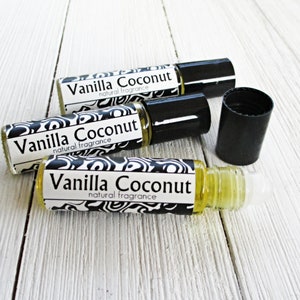 Vanilla Coconut perfume, 1/3oz roll on, tropical fragrance, warm summertime scent, beach day scent